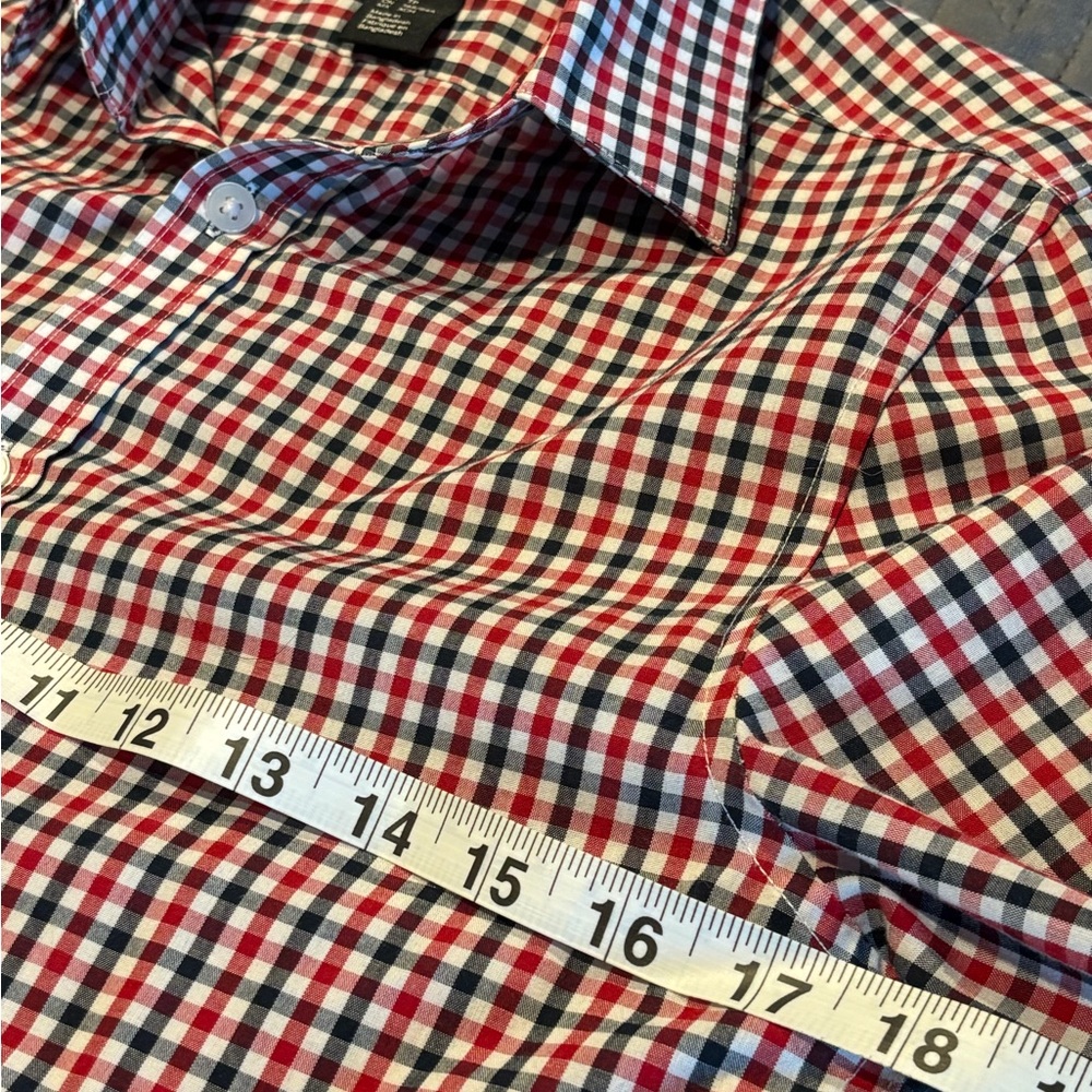 H&M Men's Red, Blue & White Gingham Button-Up Shirt - Picture 3 of 3